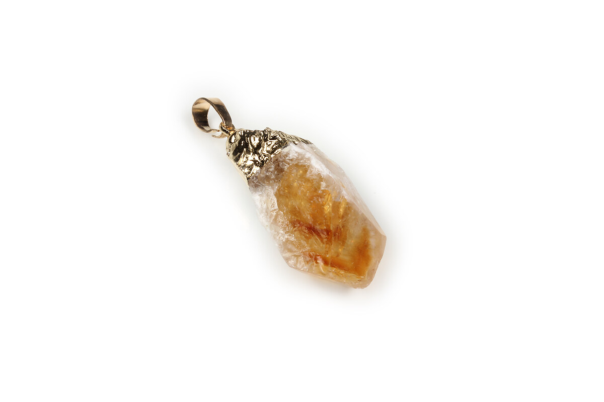 Pandantiv citrine cu agatatoare aurie 41x11mm