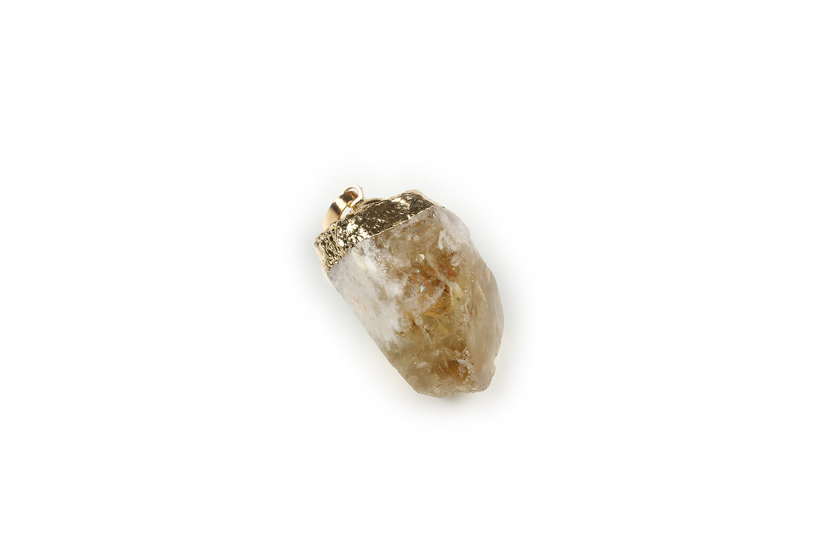 Pandantiv citrine cu agatatoare aurie 35x15mm