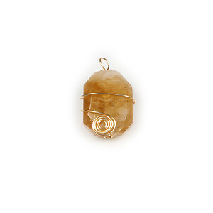 Pandantiv citrine cu agatatoare aurie 26x14-16mm