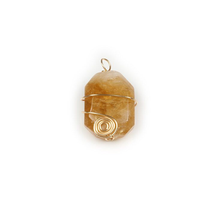 Pandantiv citrine cu agatatoare aurie 26x14-16mm