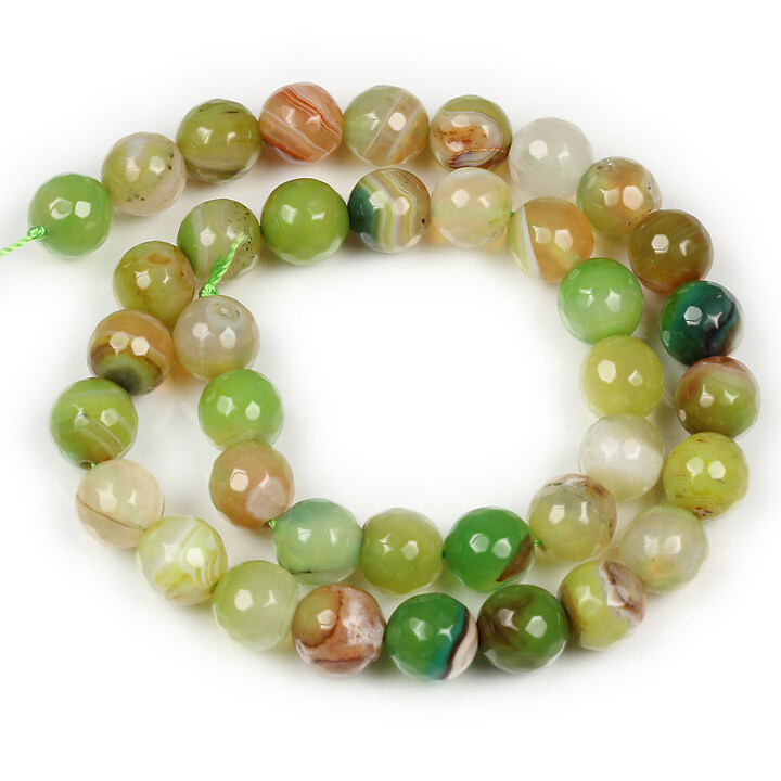 Margele agate striped verde mar sfere fatetate 10mm (sirag)