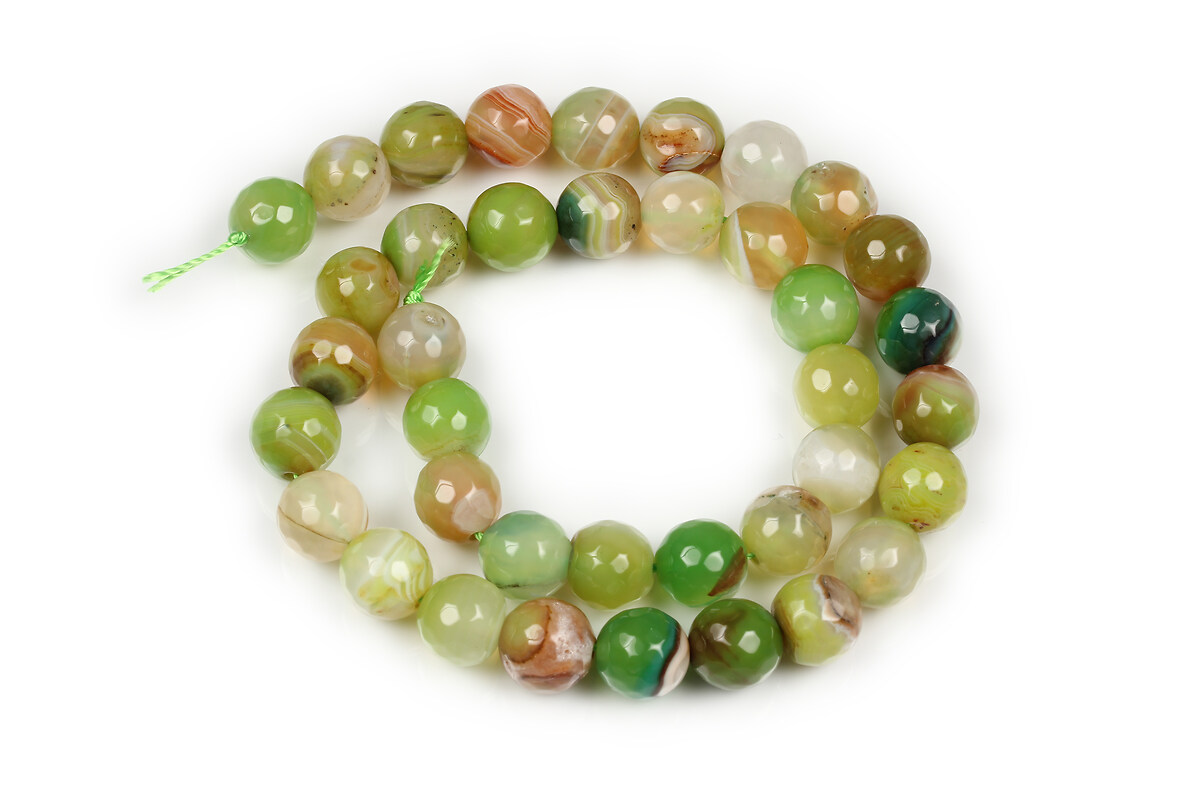 Margele agate striped verde mar sfere fatetate 10mm (sirag)