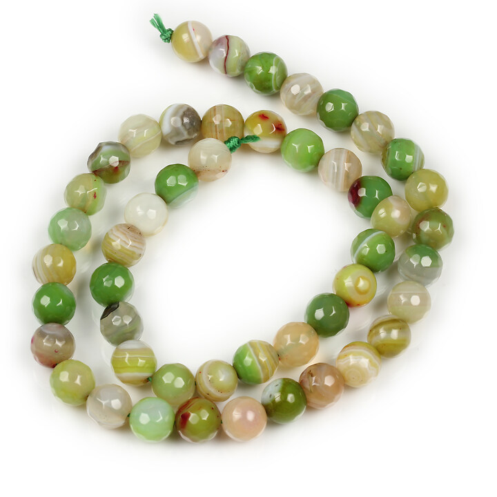 Margele agate striped verde mar sfere fatetate 8mm (sirag)