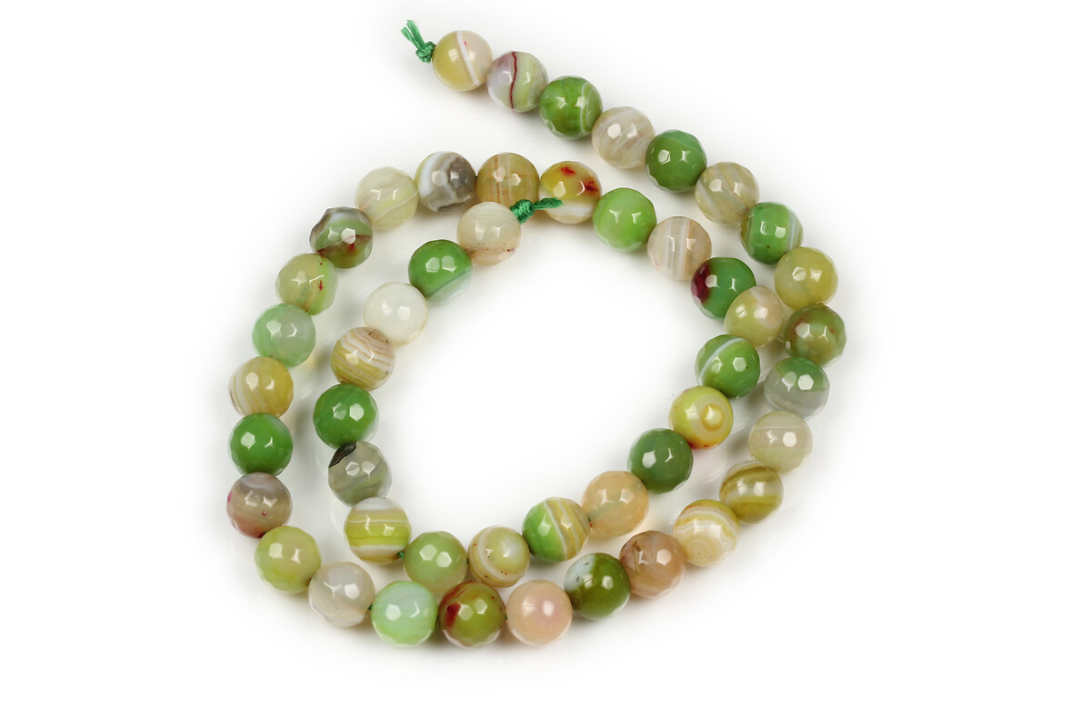 Margele agate striped verde mar sfere fatetate 8mm (sirag)