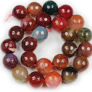 Margele agate crackle grena multicolor sfere fatetate 16mm (sirag)