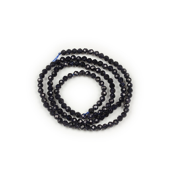 Margele blue goldstone sfere fatetate 3mm (sirag)