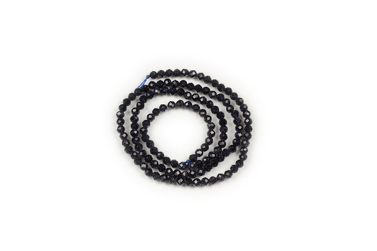 Margele blue goldstone sfere fatetate 3mm (sirag)