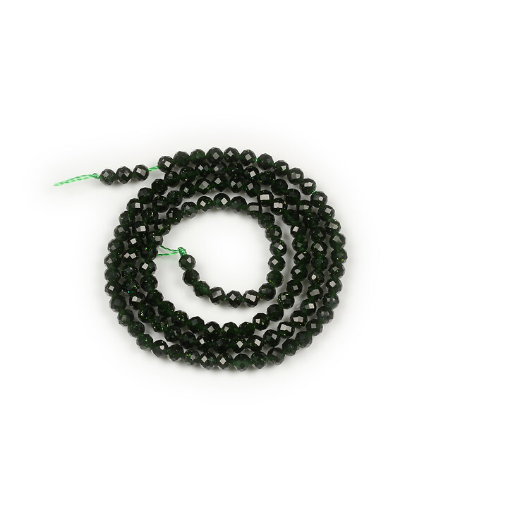 Margele green goldstone sfere fatetate 3mm (sirag)