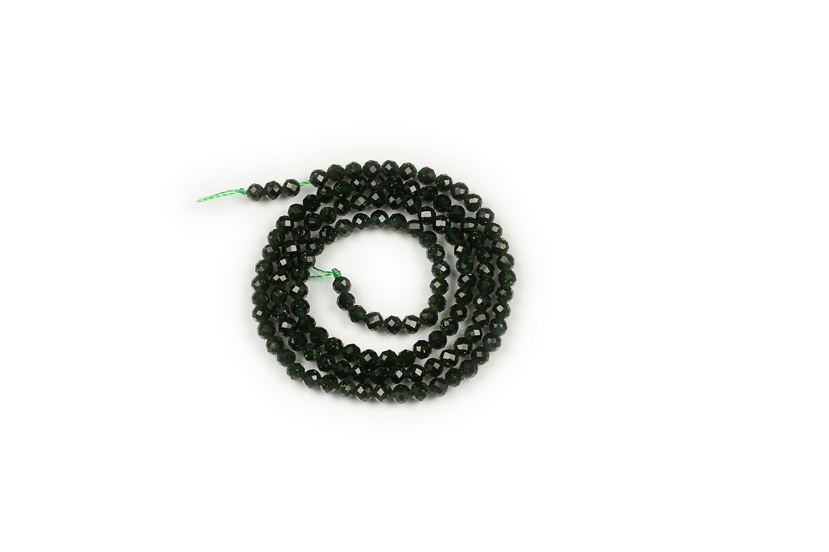 Margele green goldstone sfere fatetate 3mm (sirag)