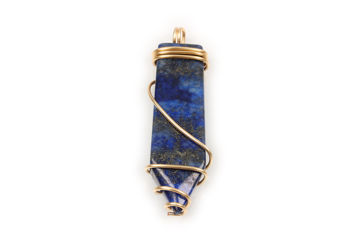 Pandantiv lapis lazuli sabie in montura aurie 58x15mm