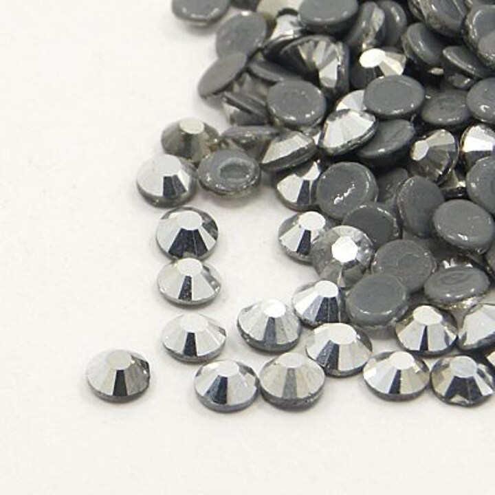 Strasuri cristal HOTFIX, marime SS16 (3,8-4mm), aprox. 1440 buc. - Jet Hematite