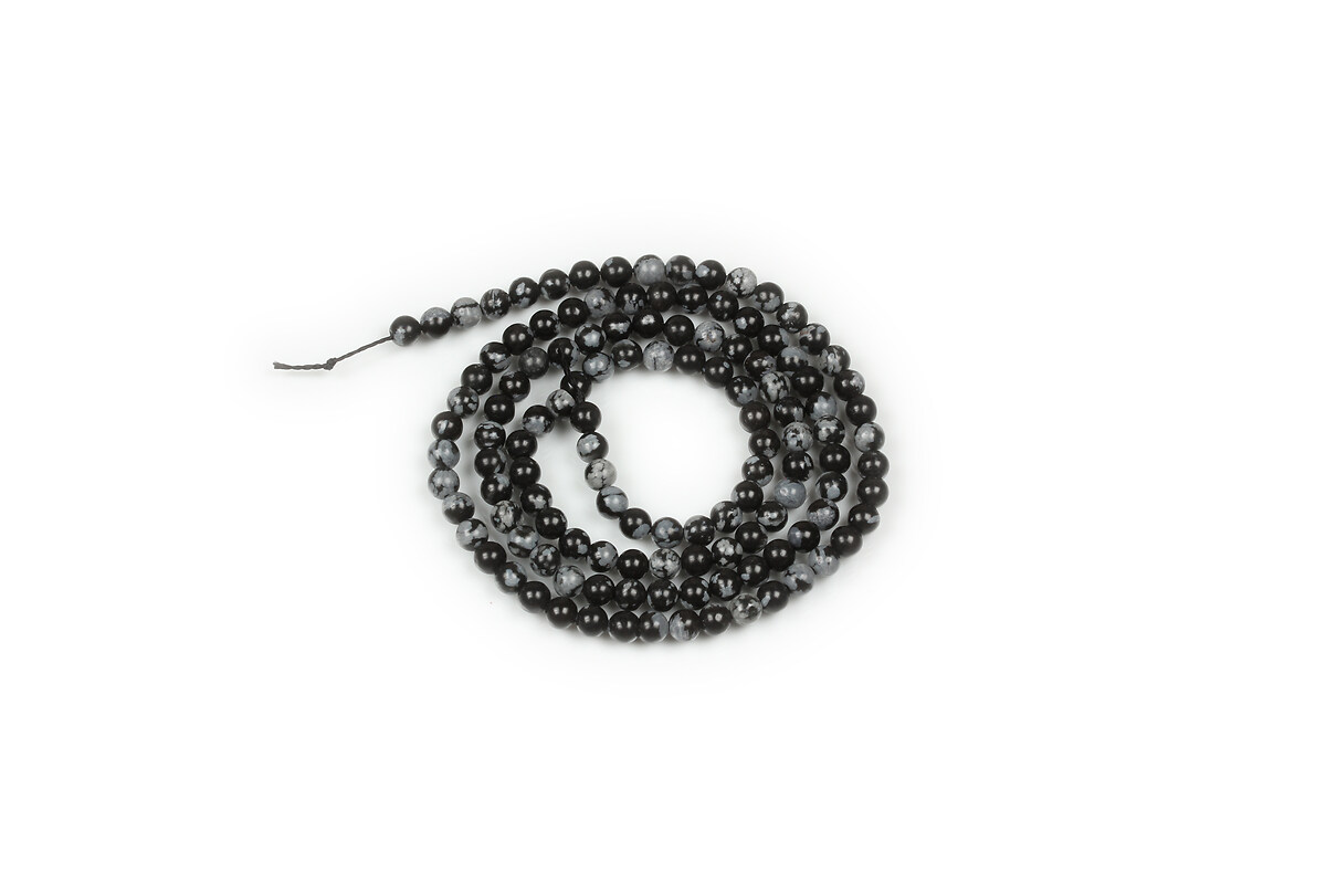 Margele obsidian snowflake sfere 3mm (sirag)