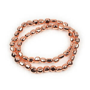 Margele hematit nugget oval, electroplacat rose gold, 6-7x6-7mm (sirag)