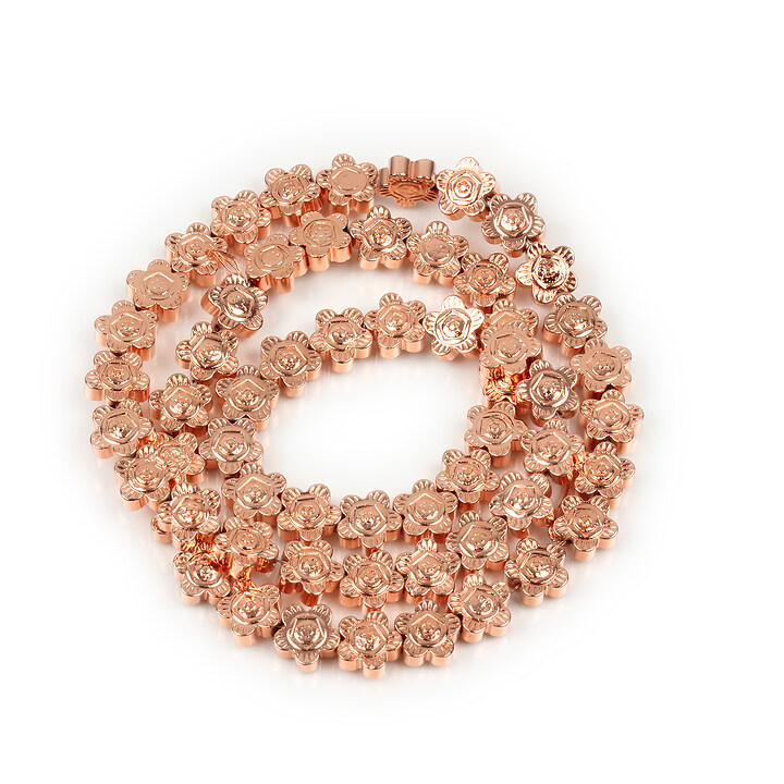 Margele hematit floarea soarelui, electroplacat rose gold, 7,5x3mm (sirag)