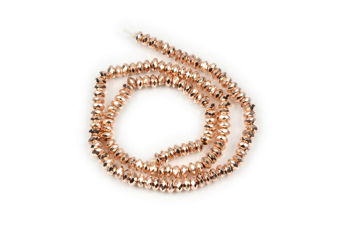 Margele hematit rondele, electroplacat rose gold, 3x6mm (sirag)