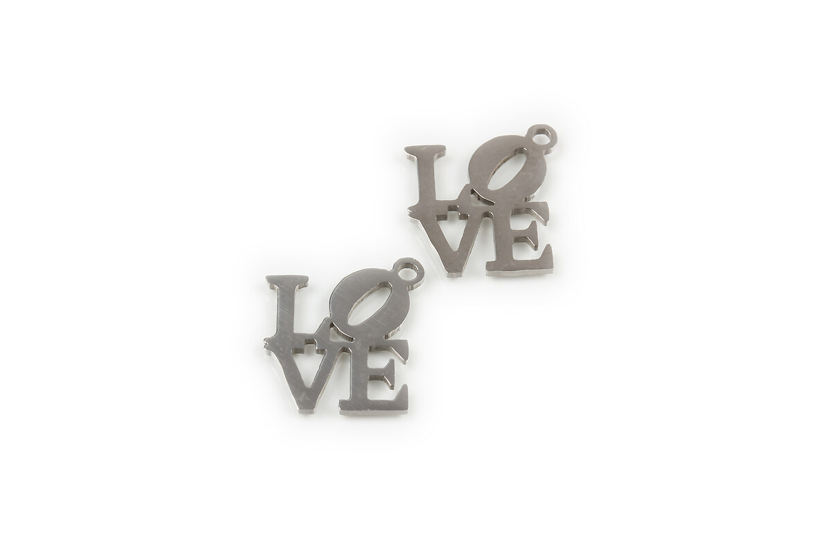 Charm otel inoxidabil 201, love 18x18mm