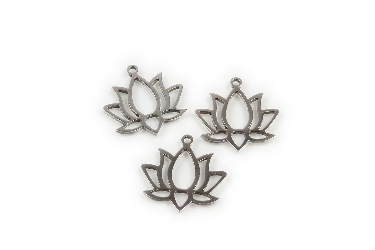 Charm otel inoxidabil 304, floare de lotus 16,5x17mm