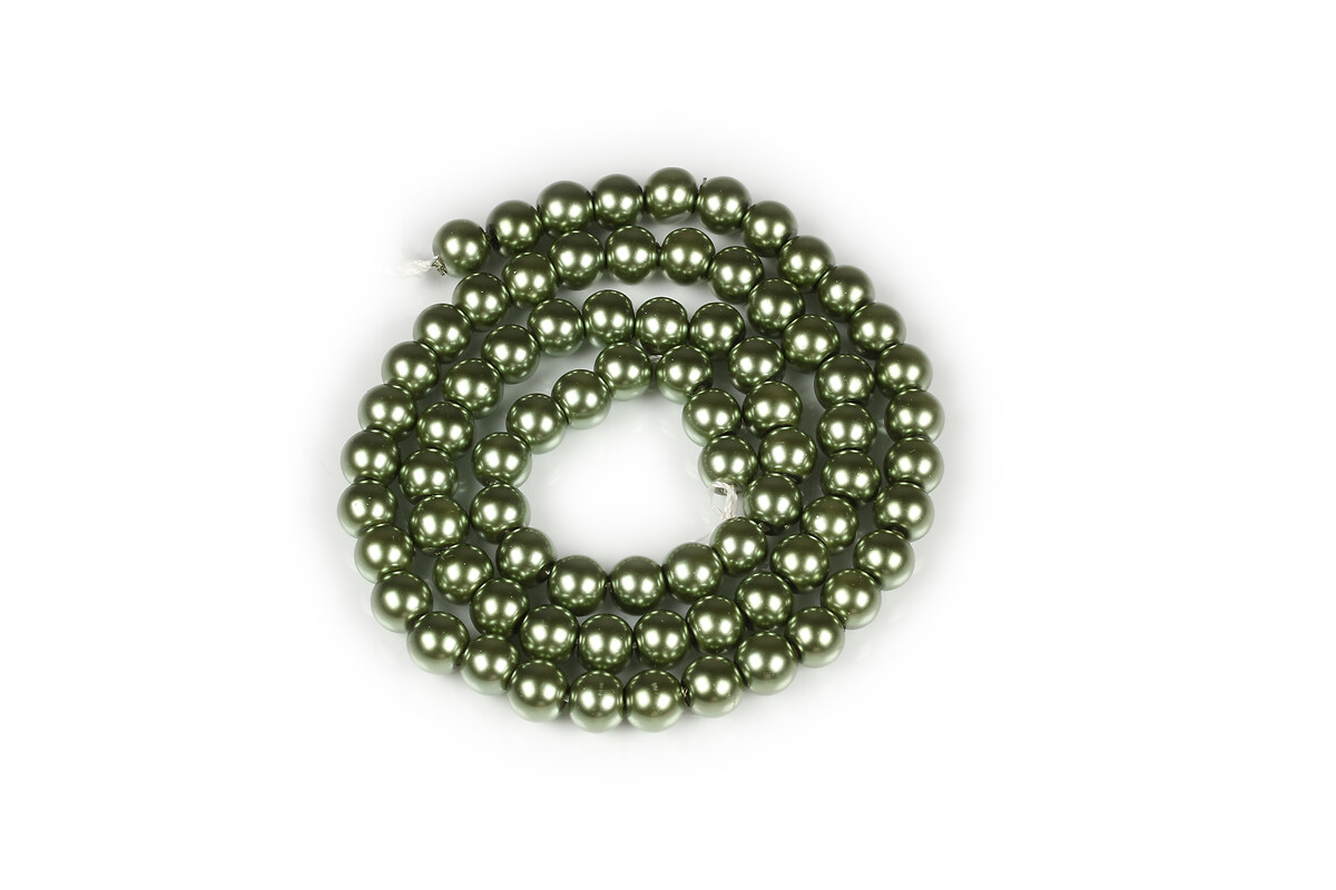 Sirag perle de sticla Eco-Friendly insirate pe ata, sfere 6mm - Dark Olive Green