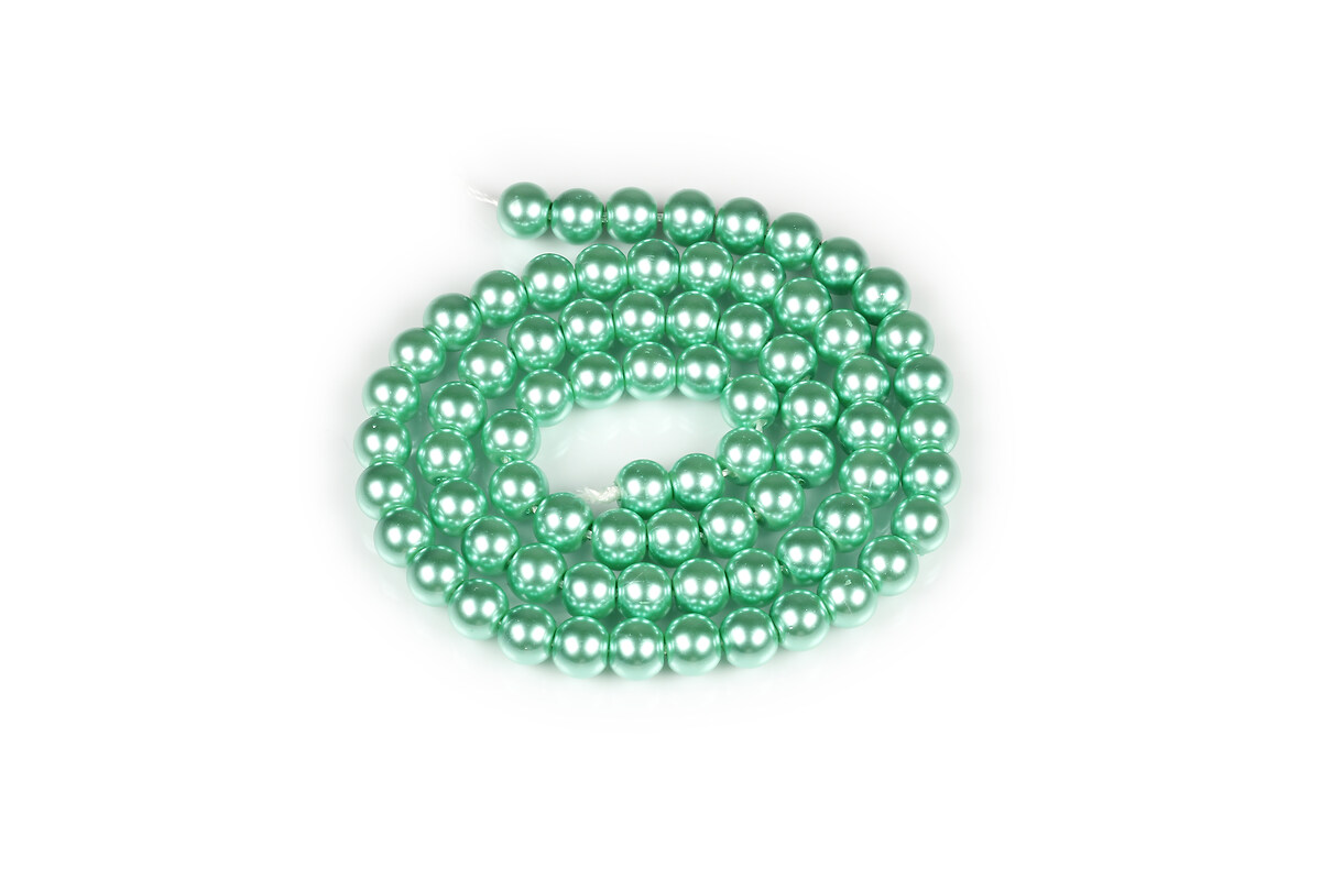 Sirag perle de sticla Eco-Friendly insirate pe ata, sfere 6mm - Light Sea Green