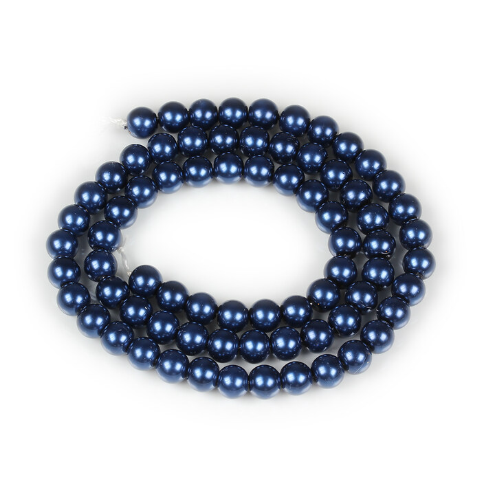 Sirag perle de sticla Eco-Friendly insirate pe ata, sfere 6mm - Midnight Blue