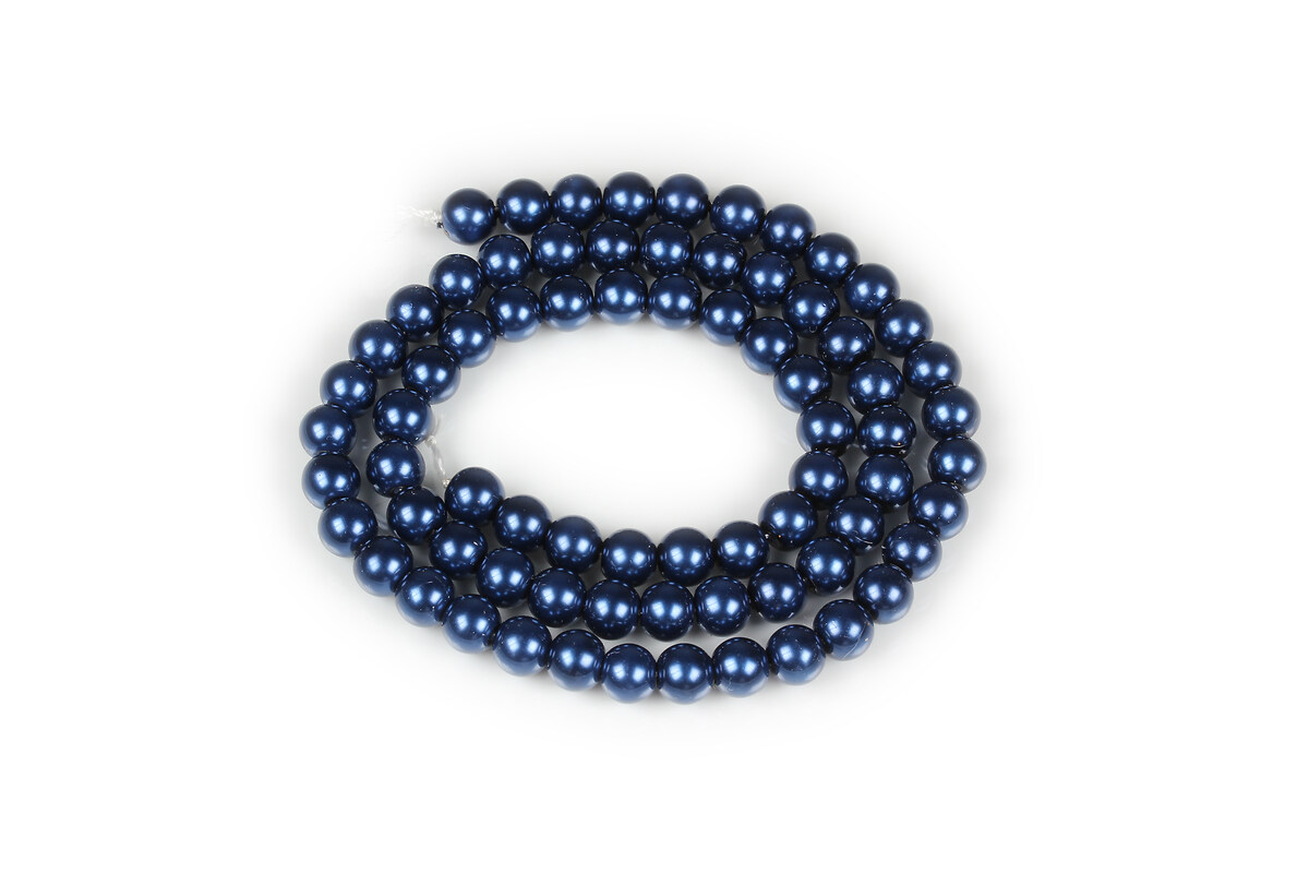 Sirag perle de sticla Eco-Friendly insirate pe ata, sfere 6mm - Midnight Blue