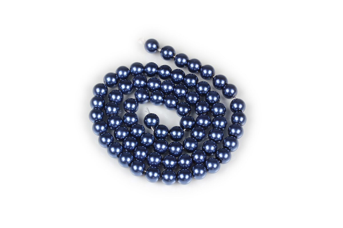 Sirag perle de sticla Eco-Friendly insirate pe ata, sfere 6mm - Midnight Blue