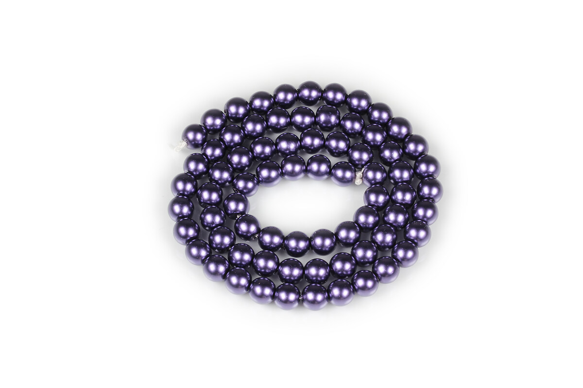 Sirag perle de sticla Eco-Friendly insirate pe ata, sfere 6mm - Dark Purple