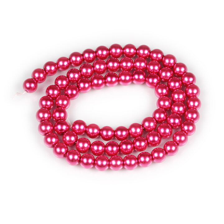 Sirag perle de sticla Eco-Friendly insirate pe ata, sfere 6mm - Cerise