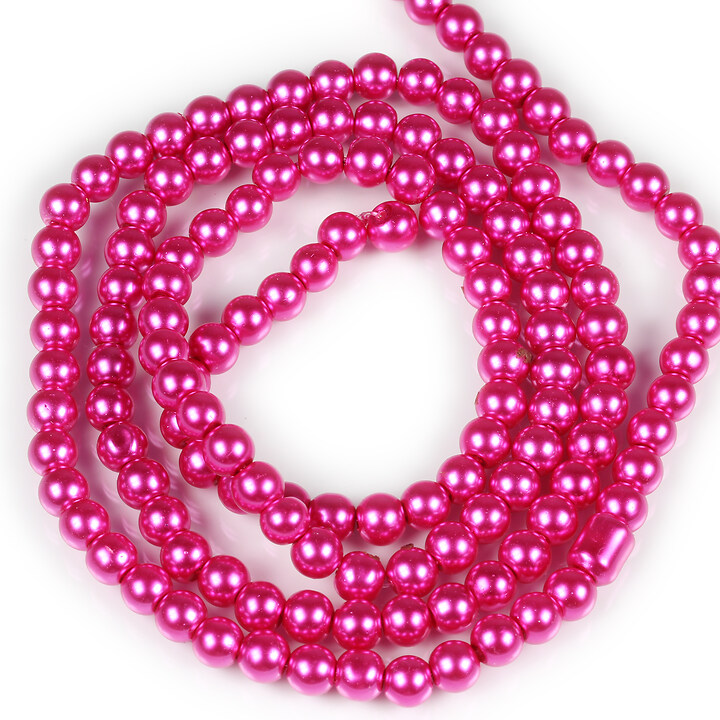 Sirag perle de sticla lucioase, sfere 6mm - roz fucsia (aprox. 145 buc.)