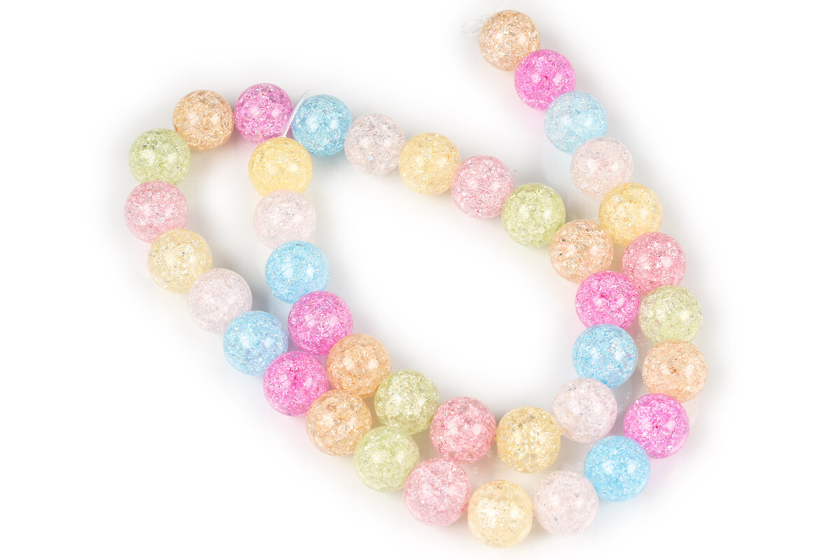 Margele cristal de gheata colorat sfere 10mm (sirag) - pastel mix