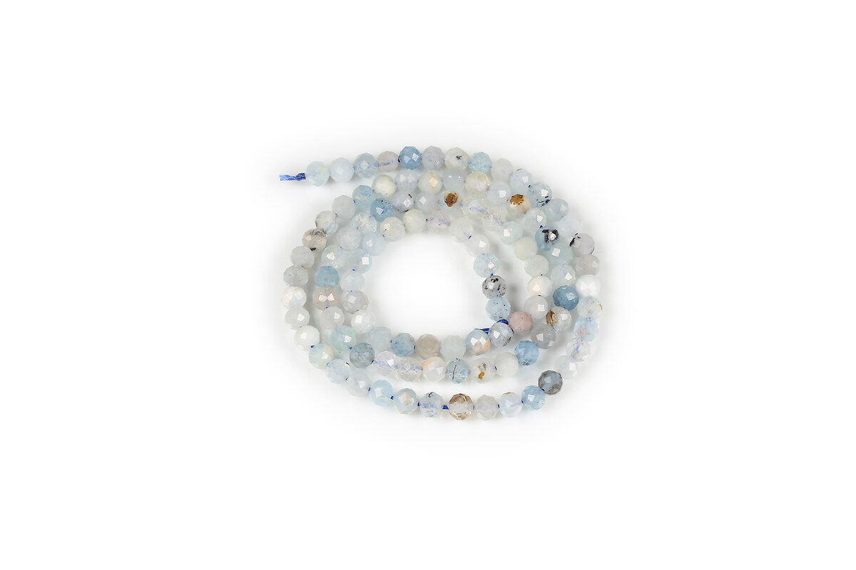 Margele aquamarine sfere fatetate 3,7-4mm (sirag)