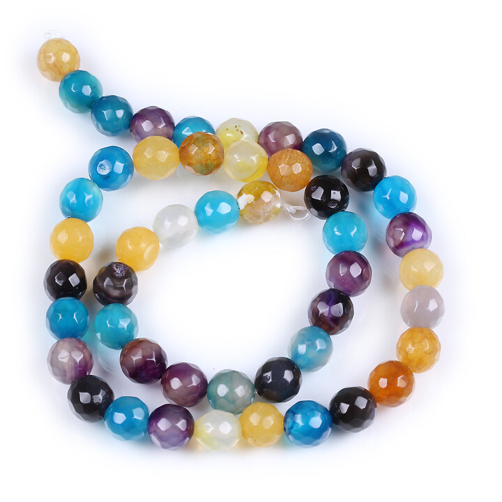 Margele agate crackle sfere fatetate 8mm (sirag) - mix