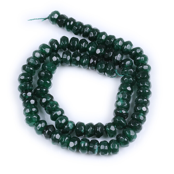 Margele jad rondele fatetate 8x5mm (sirag) - verde inchis