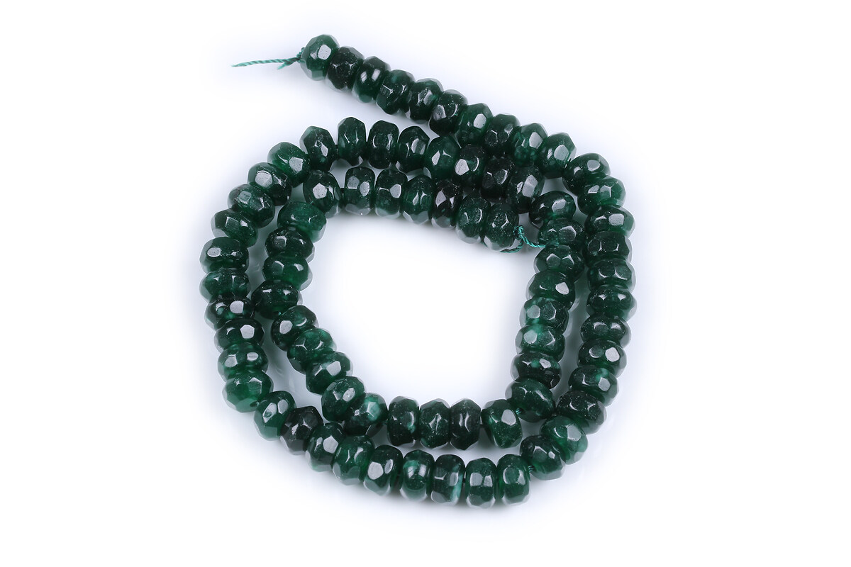 Margele jad rondele fatetate 8x5mm (sirag) - verde inchis