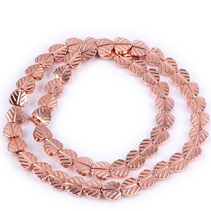 Margele hematit frunza, electroplacat rose gold, 8x8x2,5mm (sirag)