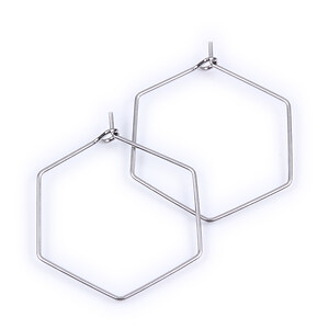 Tortite cercei otel inoxidabil antialergic 316, hexagon 32mm (2 buc.)