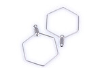 Link tortite cercei otel inoxidabil antialergic 316, hexagon 35x25x1,2mm (2 buc.)