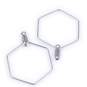 Link tortite cercei otel inoxidabil antialergic 316, hexagon 35x25x1,2mm (2 buc.)