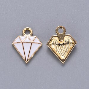 Charm auriu emailat diamant alb 15x11,5x2,5mm