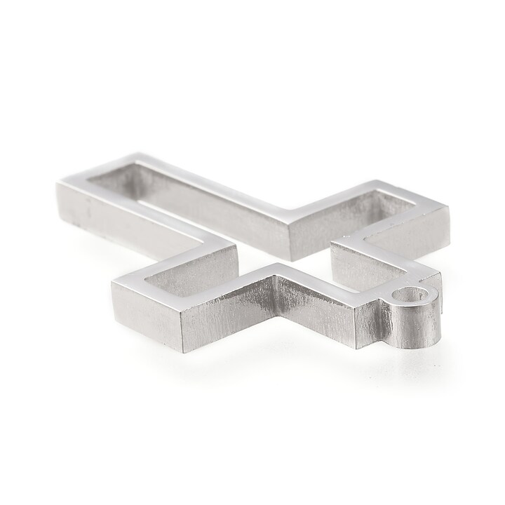 Cadru pandantiv (open back bezel) pentru rasina, otel inoxidabil 304, cruce 32,5x22x3mm