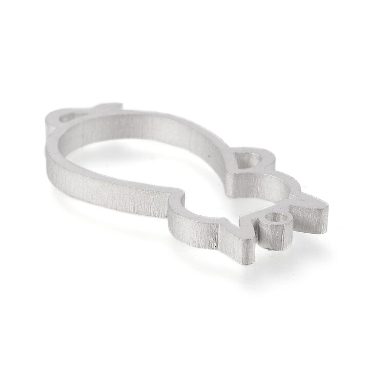 Cadru pandantiv (open back bezel) pentru rasina, otel inoxidabil 304 mat, pisica 36x19x3mm