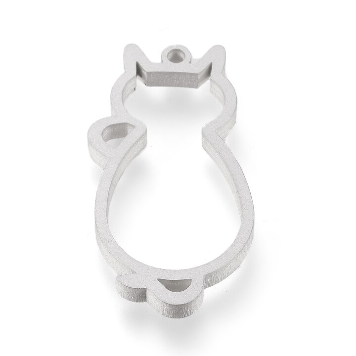 Cadru pandantiv (open back bezel) pentru rasina, otel inoxidabil 304 mat, pisica 36x19x3mm