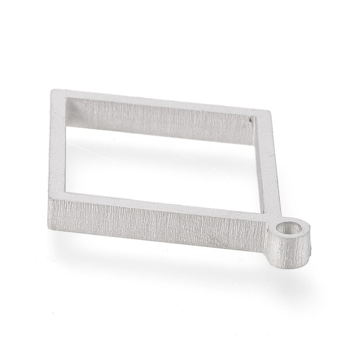 Cadru pandantiv (open back bezel) pentru rasina, otel inoxidabil 304 mat, romb 33x24,5x3mm