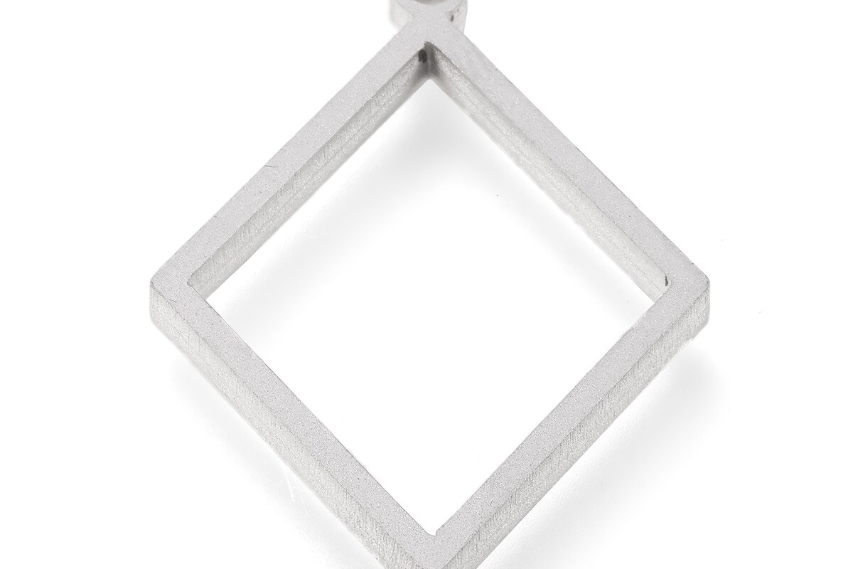 Cadru pandantiv (open back bezel) pentru rasina, otel inoxidabil 304 mat, romb 33x24,5x3mm