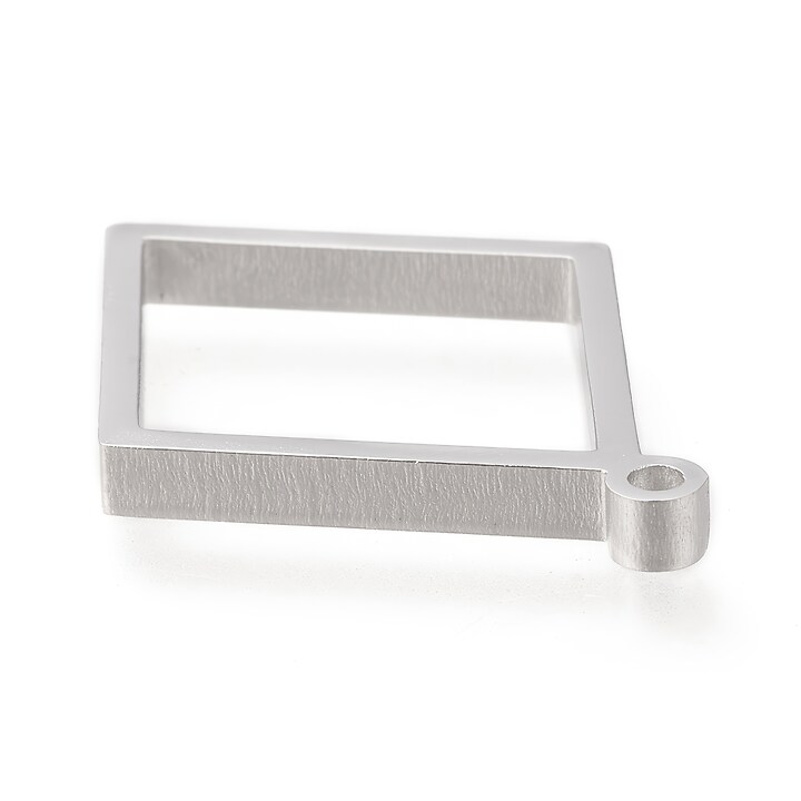 Cadru pandantiv (open back bezel) pentru rasina, otel inoxidabil 304, romb 33x24,5x3mm