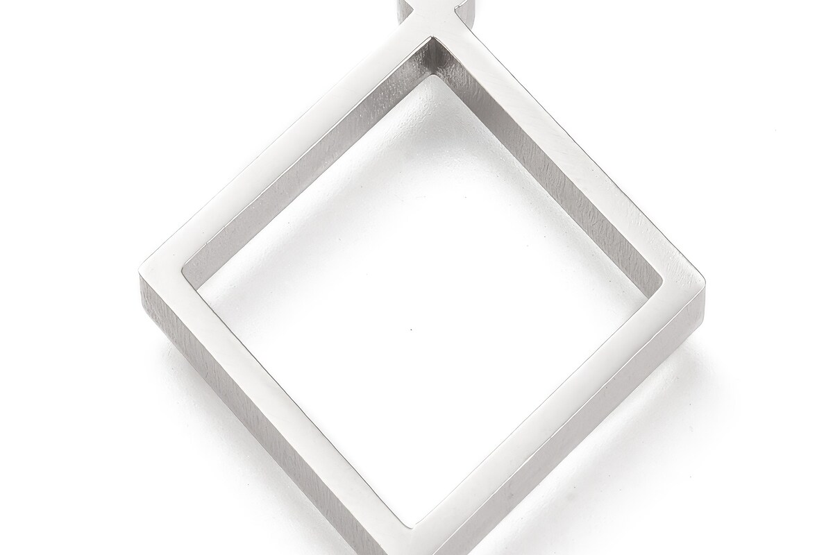 Cadru pandantiv (open back bezel) pentru rasina, otel inoxidabil 304, romb 33x24,5x3mm