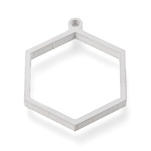 Cadru pandantiv (open back bezel) pentru rasina, otel inoxidabil 304 mat, hexagon 30,5x24x3mm