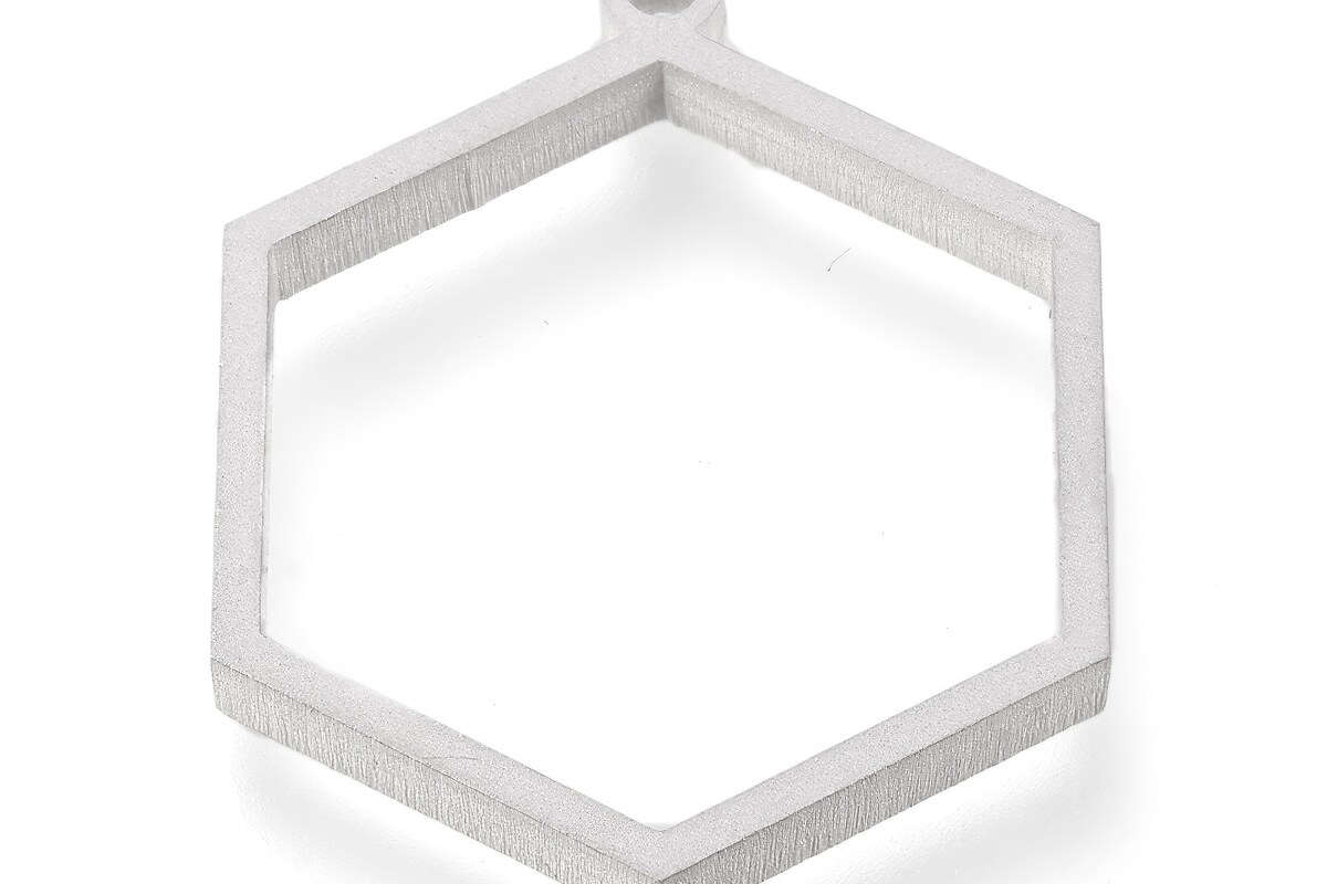 Cadru pandantiv (open back bezel) pentru rasina, otel inoxidabil 304 mat, hexagon 30,5x24x3mm