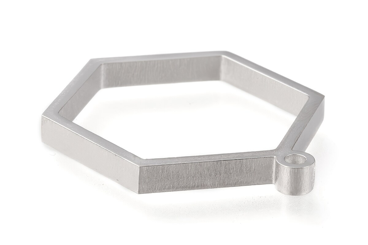 Cadru pandantiv (open back bezel) pentru rasina, otel inoxidabil 304, hexagon 30,5x24x3mm