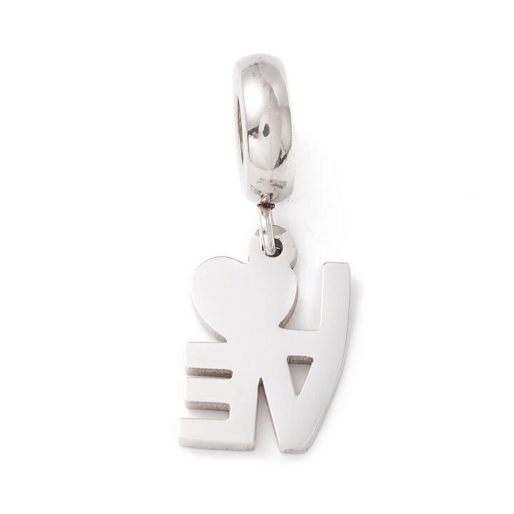 Charm emailat pentru bratara, otel inoxidabil 304, LOVE curcubeu, lungime 24mm